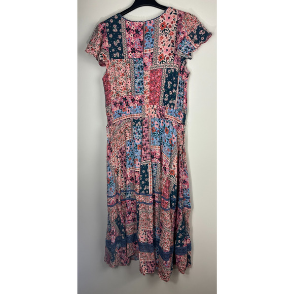 Matilda Jane Wildlife Maxi Dress Pink Teal Floral Boho Patchwork Women's Size XL - Picture 9 of 15